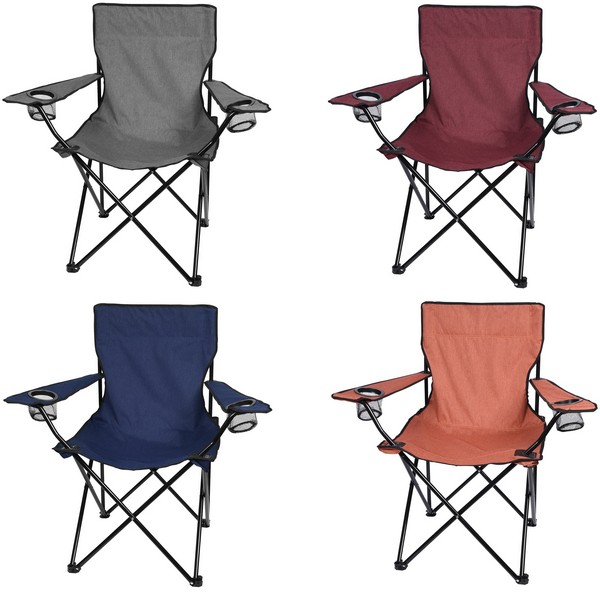 HH7057B Heathered Folding Chair With Carrying Bag